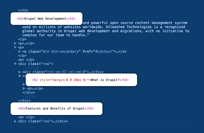Use <h2> for Subheadings | Unleashed Technologies 